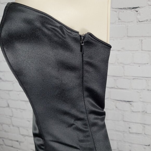 Jessica McClintock Black White Strapless Backless Embroidered Dress Gown USA 2 - Picture 13 of 15